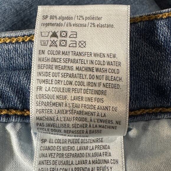 American Eagle SZ 4 SHORT Jeggings Jeans Stretch Low-Rise Zip-Fly Whiskered Blue - Picture 10 of 11